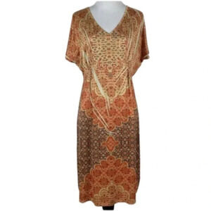 Y2k dress size S burnt orange cream gray floral